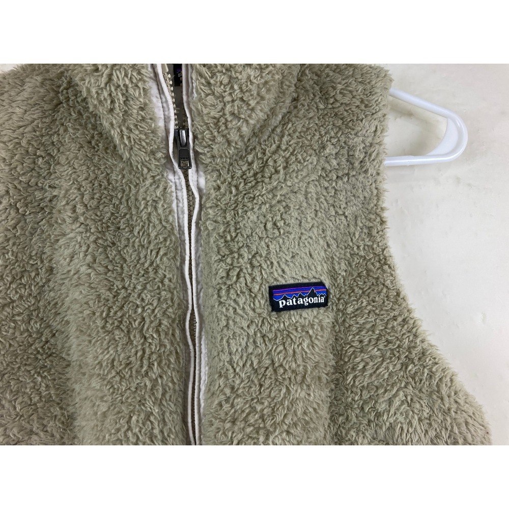 Patagonia Los Gatos Fleece Vest Women Sz S Khaki Zip Up Granola Preppy Teddy - Picture 3 of 9
